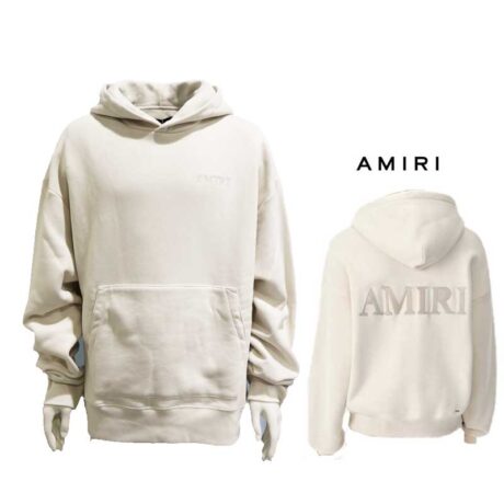 天白】【AMIRI】アミリ ロゴパーカー フーディー ブラウン 茶色