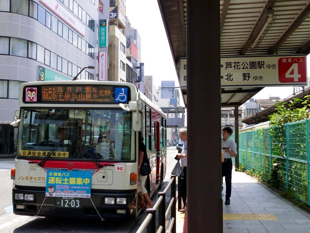 荻５８｜関東バス｜バス路線図・停車順